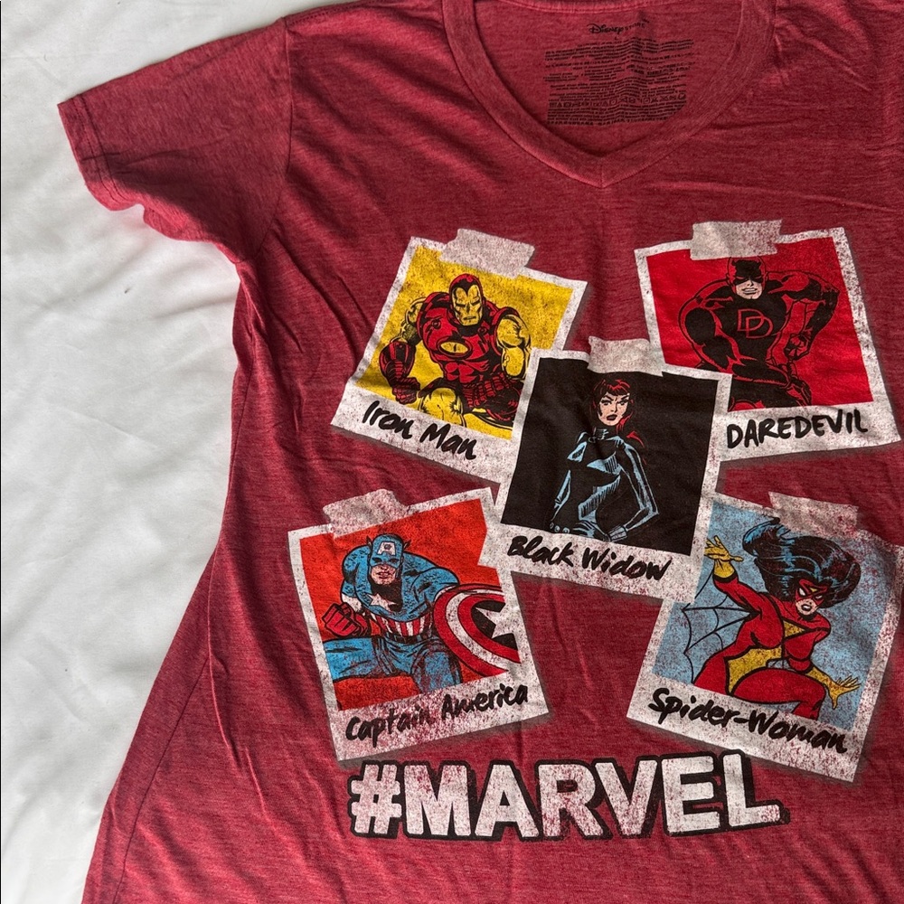 Marvel Heroes Red Tee with Iconic Characters